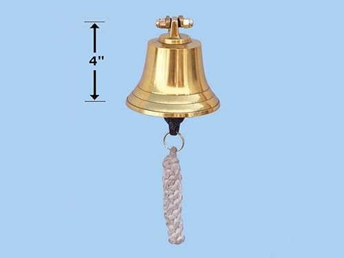 Miniatura 7 de Hampton Nautical BL2021-5B Campana de puerto colgante chapada en latón de 4 pulgadas - Decoración náutica - Decoración náutica para el hogar