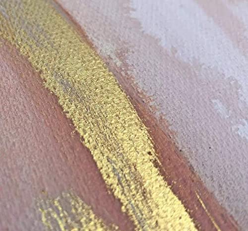Large Pink Abstract Canvas Wall Art For Living Room-Gold Framed Abstract Oil Painting For Bedroom-3 Pieces Modern Pictures Wall Decer For Home Decor Ready To Hang 72X36 Inches #TOP2