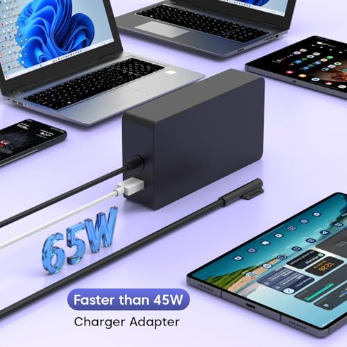 Image of 65W Sur face Pro Charger Adapter Compatible with MICR osoft Sur /face Pro 10 9 8 7 6 5 4 3 X Sur /face Laptop Book Go Studio Fast Charging Power Supply with USB Port Safe Reliable Performance (MI 65W)