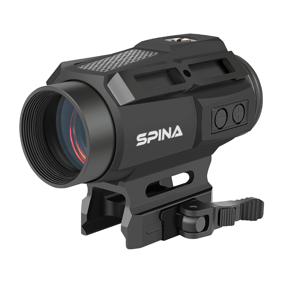 SPINA OPTICS SYM-30B Solar Energy Red Dot Sights1x30mm Rifle Scope 2 MOA Reflex Sight with Dot/Cross Circle Reticle and 7 Brightness Levels, with QD Mount Scope Mount Black