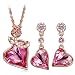 Qianse "ROSE LOVER" Rose Gold Sweet Necklace Earring Sets made with SWAROVSKI Crystal, valentines gifts, gifts for her, gifts for mom, fashion jewelry set
