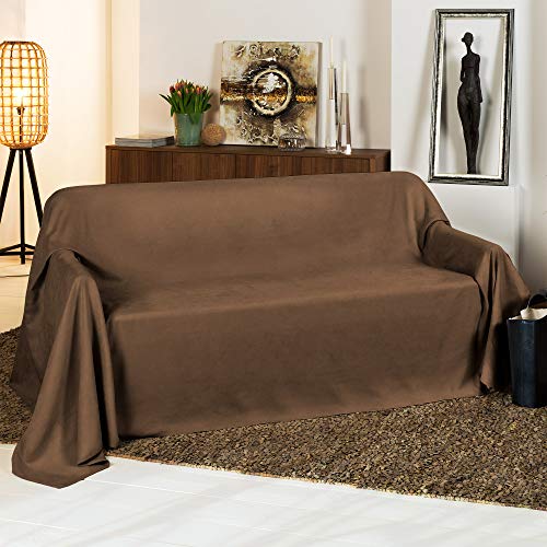 Beautissu Tagesdecke 210x280 cm Überwurfdecken für Sofa Romantica Wildleder-Optik Überwurf Bettabdeckung Tagesdecken Bettüberwurf & Sofaüberwurf Decke Sofa Überwurfdecke Bett Tagesdecke Braun