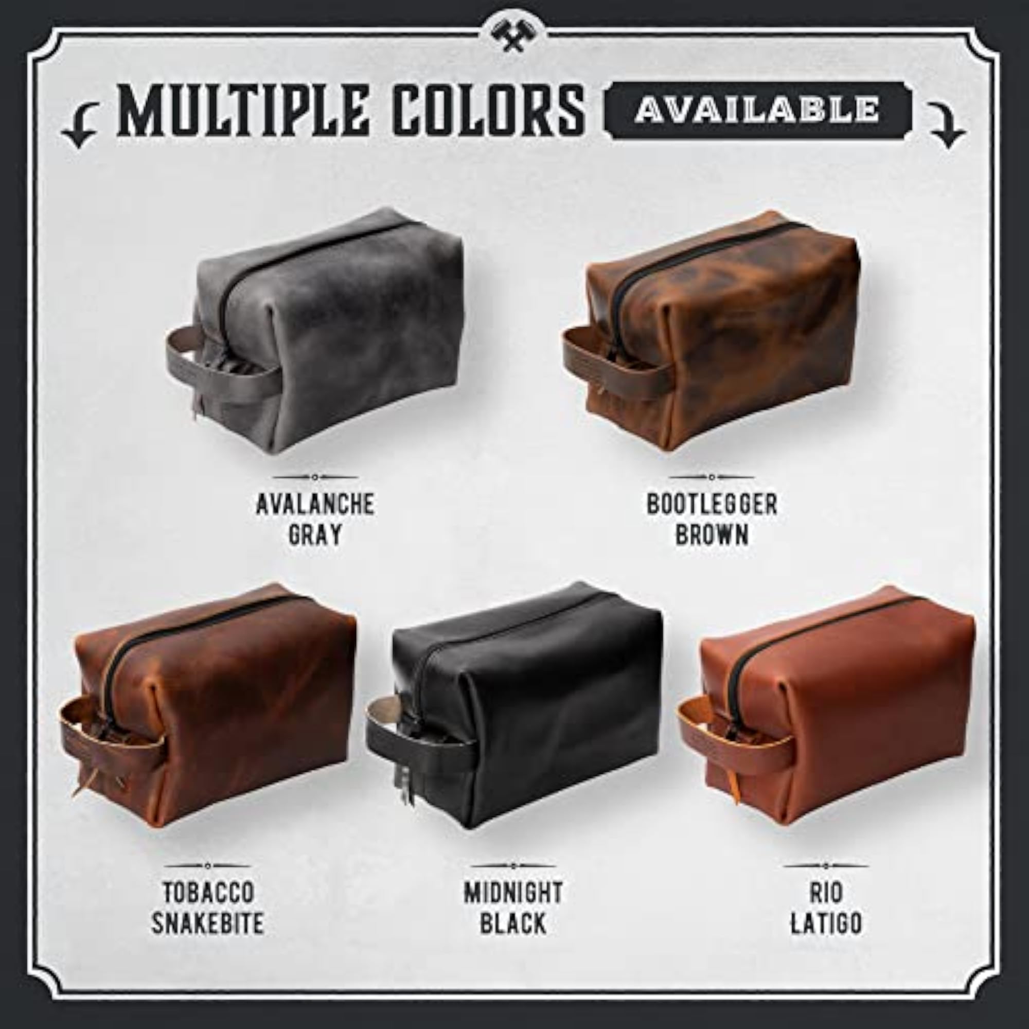 Premium Full Grain Leather Toiletry Bag, Made in USA