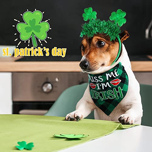 6 Pieces St Patrick's Day Dog Costume Set Include 2 Pieces Green Shamrock Dog Headband 2 Pieces Plaid St Patrick's Day Dog Bandana And 2 Pieces Pet Tutu Skirt For Girl Dogs Cats Puppy Kitten #TOP3