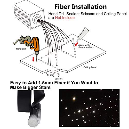 Led Twinkle Fiber Optic Lights Star Ceiling Kit Headliner 10W RGBW RF Remote 200 Strands 6.5ft/2m Optical Fiber Lights for Cars and Room by KAVODA - Used condition - Image 7