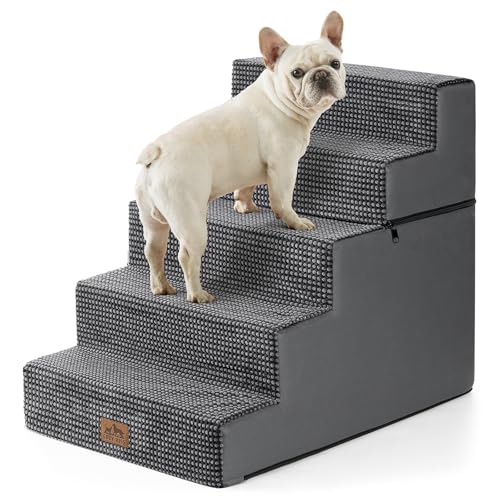 Image of COZY KISS Dog Stairs for Small Dogs, 5 Step Pet Stairs for Beds & Couches