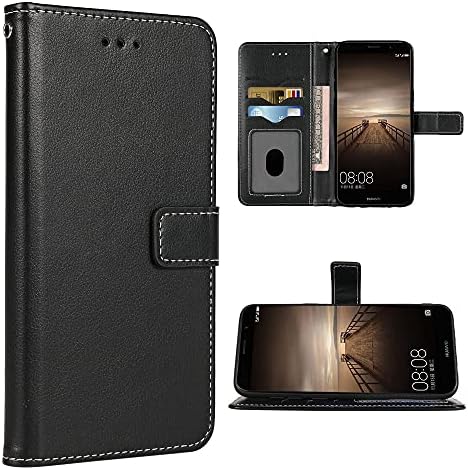 FDCWTSH Compatible with Huawei Mate 9 Wallet Case Wrist Strap Lanyard Leather Flip Cover Card Holder Stand Cell Accessories Folio Purse Phone Cases for Hwauei Mate9 MHA-L29 Women Men Black