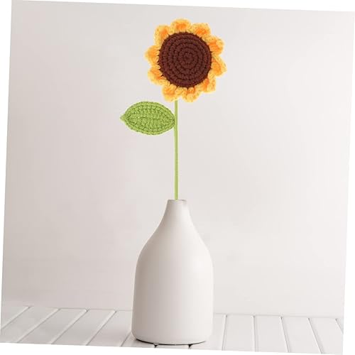 Miniatura 8 de NOLITOY 4 Pcs Knitted Sunflower Knitted Flower with Stems Sunflower Ornament Artificial Flower Ornament Flower Decor Flores Artifical Flower
