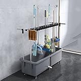 Edelstahl-Mopphalter, Bodenmontierter Mopp-Trockengestell, Reinigungswerkzeugwagen, Mop-Abtropfstation, robuste Mopp-Aufbewahrungslösung für effiziente Reinigung