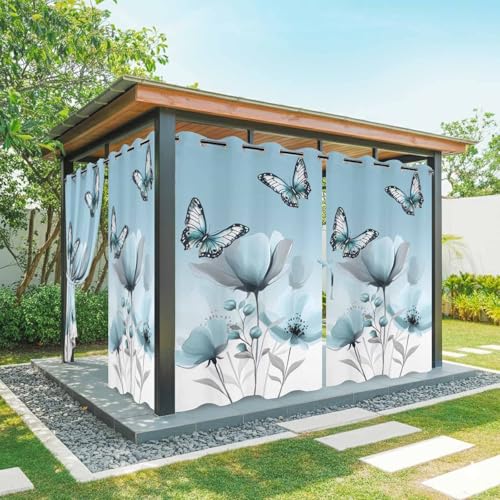 Huotupsine Spring Tulip Outdoor Curtains for Patio Waterproof, Grommet Outdoor