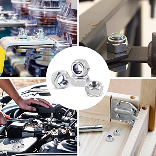 DIN985 50 Stück Sechskantmuttern M5, Leryati Sicherungsmuttern Edelstahl Standard A2 V2A M5 Mutter, Selbstsichernde Muttern Stoppmutter, Sechskant Edelstahlmutter Stoppmuttern Kontermuttern Set