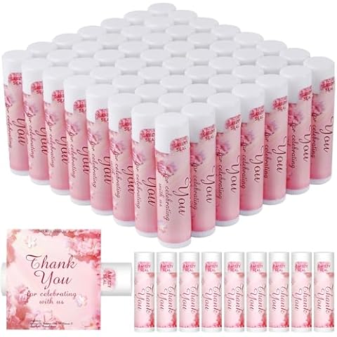 DMSKY 60 Pcs Wedding Bridal Shower Lip Balm Bulk, Bachelorette Souvenir & Baby Shower Favors, Wedding Party Favors for Guests, Thank You Gifts for Women Coworker Staff Cover