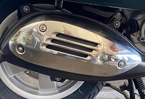 Genuine Vespa Exhaust Heat Shield 1A011990 - OEM Replacement for Vespa GTS Models - Chrome Finish