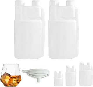 2 Pack Standard Squeeze Shot Bottle - HDPE Plastic Flask for Liquor, Portable Dispenser with Free Funnel (16OZ(500ml) & 1OZ(25ml))
