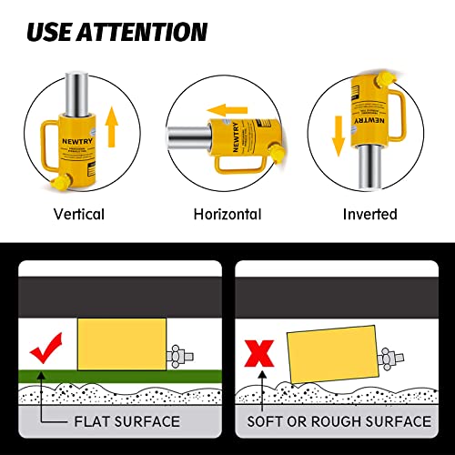 Image of NEWTRY 100 ton Hydraulic Cylinder Long Jack 4 inch Stroke Porta Power Ram Jack Lifting Cylinder Retract Automatically for Shipbuilding Bridge Construction
