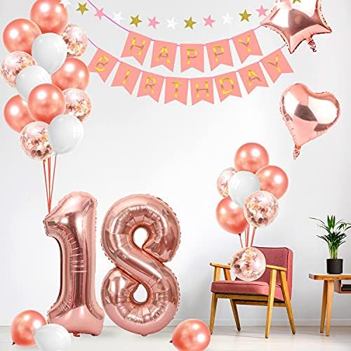 18th Birthday Decorations for Girls 18th Birthday Balloons for Girls 18 Birthday Decorations Rose Gold