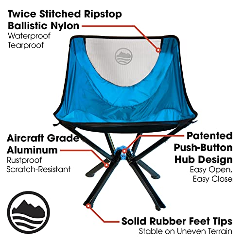 Cliq Portable Chair Camping Chairs - A Small Collapsible Portable Chair That Goes Every Where Outdoors. Compact Folding Chair For Adults That Sets Up In 5 Seconds | Camping Chair Supports 300 Lbs #TOP3