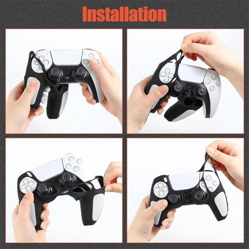 Image of PSS PS5 /PS5 Slim Controller Silicone Cover Case Anti Slip Protective Case Sleeve Compatible for PS5 Controller Remote Accessories (Black /White)