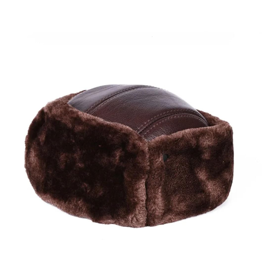 Gorros de invierno para hombre, de piel sintética, forro polar, cálido, sin ala, cabeza de oreja, resistente al frío
