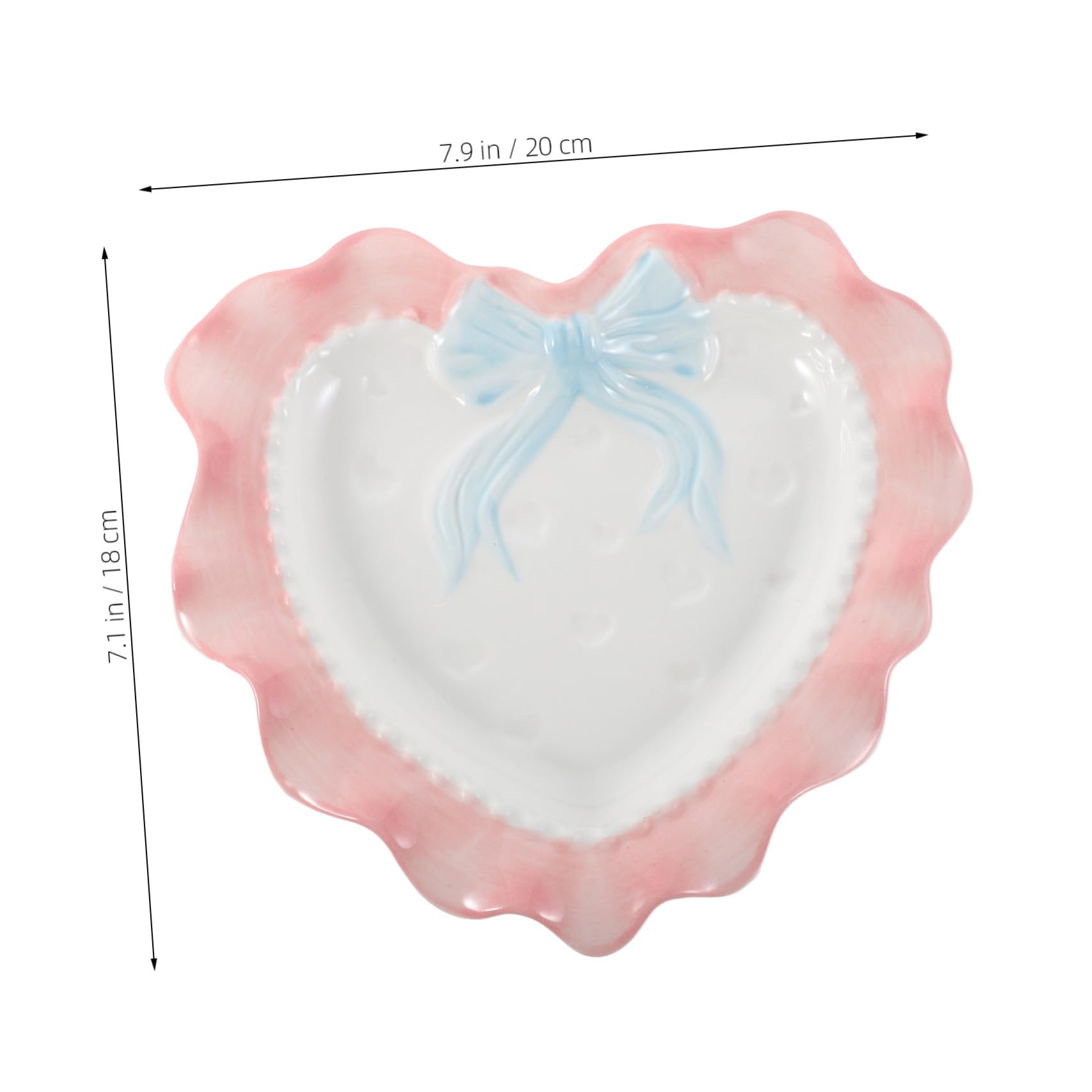 CIYODO Heart Shaped Decorative Ceramic Tray Kawaii Plates for Weddings Anniversaries Parties Sturdy Fruit Dessert Serving Dish Romantic Aesthetic for Celebrations