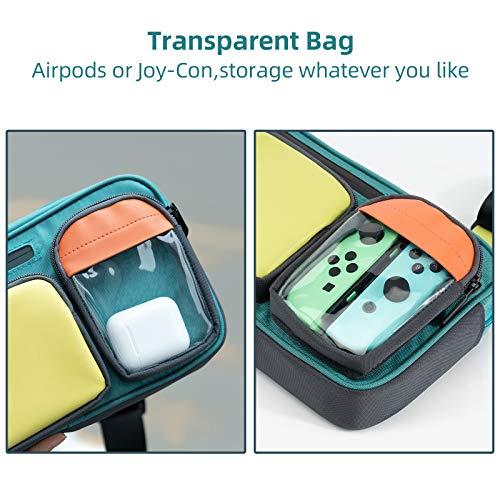 Geekshare Large Capacity Multifunctional Switch/Switch Oled Travel Carrying Case-Color Contrast Laser Messenger Bag Compatible With Nintendo Switch-Portable Storage Bag For Switch & Game Accessories #TOP3