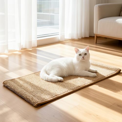 Ordora Large Cat Scratcher Mat: 31.5 X 14 Inch Upgrade Soft Sisal Horizontal Cat Floor Scratching Pad Cat Scratching Rug Protect Furniture