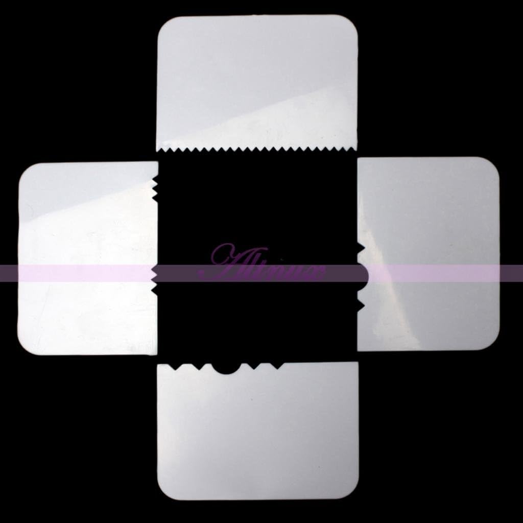 Generic 4Pcs/Set Plastic Patterned Edge Side Scrapers Fondant Sugarcraft Cake Decorating Sets (White)