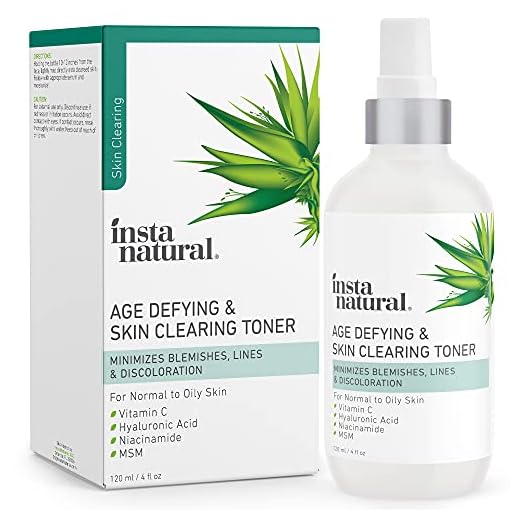 InstaNatural Age Defying and Skin Clearing Toner, Anti Aging Toner for Face with Vitamin C, Salicylic Acid, Niacinamide, Squalane and Hyaluronic Acid, Facial Spray for Blemishes Acne Prone Skin