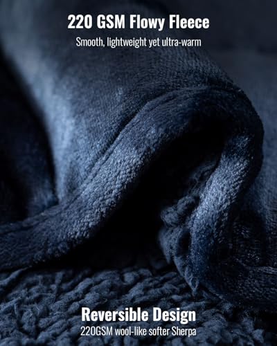 Uttermara Sherpa Fleece Weighted Blanket 15 lbs for Adult, Unicolor Ultra-Soft Fleece and Sherpa, Dual Sided Cozy Plush Blanket for Sofa Bed, 60 x 80 inches, Navy Blue