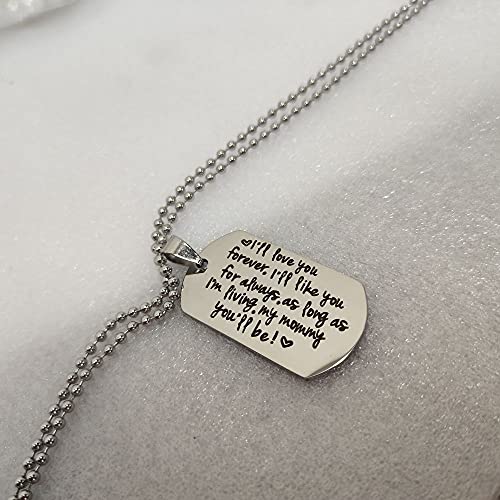 Mom Birthday Gifts From Daughter Son I'll Love You Forever Mama Necklace Letter Pendant Dog Tag Necklace Christmas Mother's Day Gifts For Mother Women #TOP3