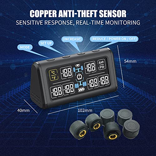 image for INFITARY Solar TPMS Tire Pressure Monitoring System Large Real-time LC