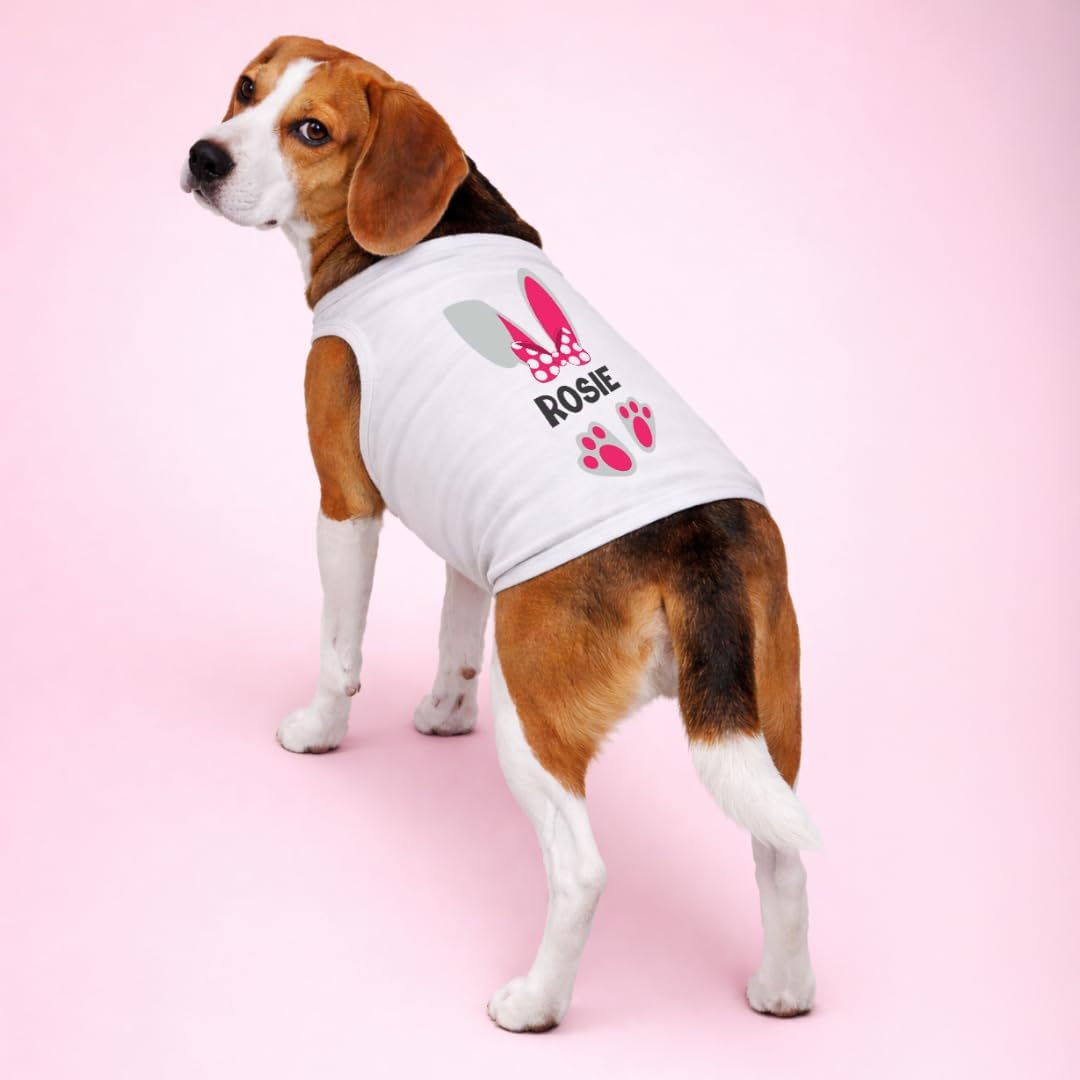 Personalized Bunny Ear Easter Dog Shirt, Pink and Blue Easter Bunny Dog Shirt, Easter Bunny Ears Shirt for Dogs, Easter Shirt for Dogs, Clothes for Pets (XS 3-6 lbs, Blue Bunny Ears)