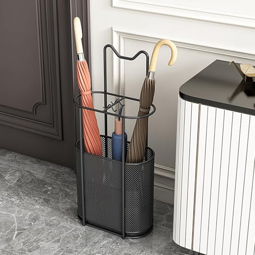 Porte-parapluies avec bac d'égouttage noir pour entrée et bureau