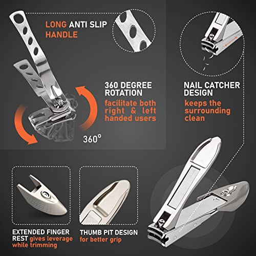Tip2Toes 10 Pcs Ingrown Toenail Clippers For Seniors Thick Toenails- Heavy Duty Podiatrist Toe Nail Cutter For Men, Professional, And Adults- Easy Grip Handle Stainless Steel Sharp Curved Grooming Kit #TOP3