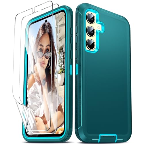 LeYi Compatible for Galaxy-A35-5G-Phone-Case: Samsung A35 5G Cover with 2 Pack HD Screen Protectors, Military Grade Full Body Shockproof Rugged Drop Protective Phone Funda para A 35, Dark Teal Blue