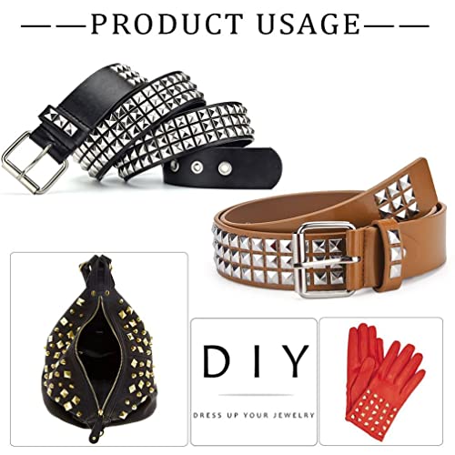 100 Pcs Square Four-Jaw Rivets Diy Leathercraft Metal Punk Spikes Spots Pyramid Studs Nailheads For Hat, Bag, Clothes, Shoes(6Mm,Silver) #TOP6