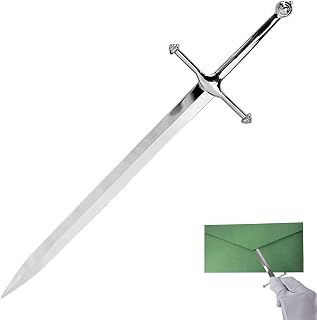 Silvery Metal Letter Opener with Ergonomic Grip - Envelope Slitter Tool, Decorative Office Desk Accessory, Durable Stainless Steel Blade for Safe Mail Opening (1-Pack)