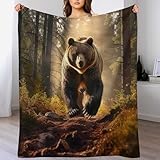 PAZZK Decke Bär Decke Tagesdecke - Weiche Flannel Decke Mit Muster Sofadecke - Baumwolldecke Wohndecke Sofaüberwurf Bettüberwurf（100×130cm）