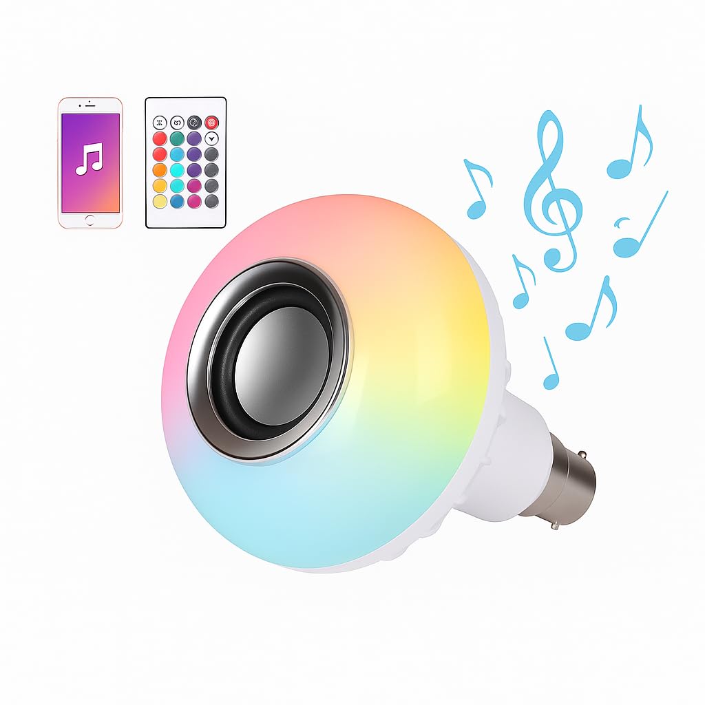 Gesto 12W Bluetooth 5.0 Music LED Bulb with Speaker | RGB Color Changing B22 Bulb with Remote | 16 Colors, Bright LED Light, Mood Lighting for Bedroom, Living Room & Home Parties-image-43
