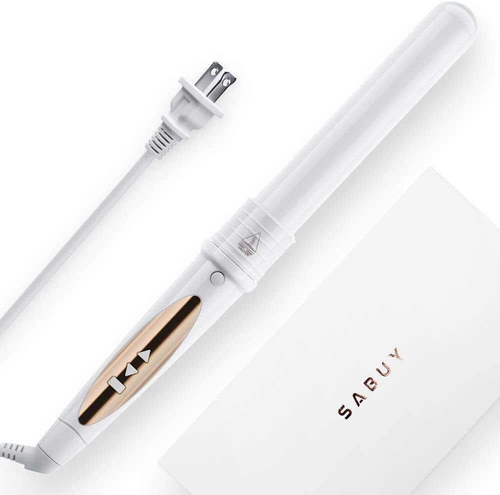 1" Hair Straightener, 2 in 1 Flat Iron & Curling Iron Wand for Hair with Floating Ceramic Plates (Off-White)