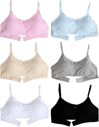 Herepai Girls Cotton Training Bras with Adjustable Straps 10-16Y | Big Kid Wireless Padded Bra Seamless Design for Everyday
