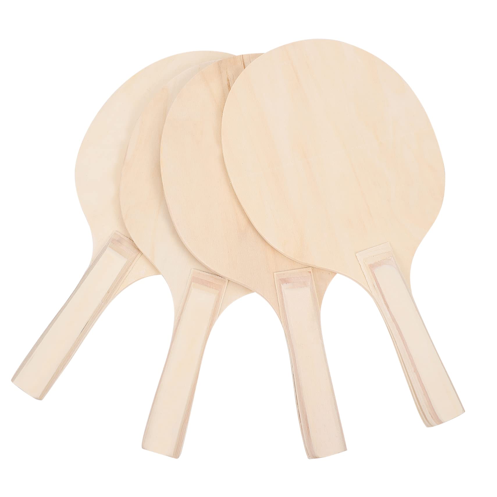 WOONEKY Set de Raquettes de Beachball en Bois Marron, Léger et Portable, pour Jeux de Plage et Sandales Femme Été, 4 Pièces pour Divertissement Multi-Personnes