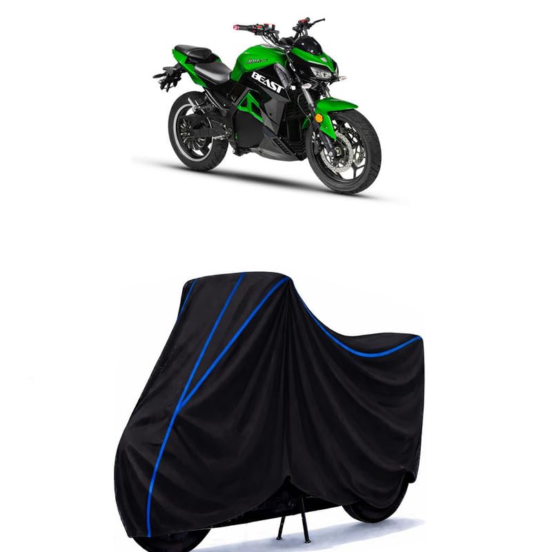 Image of Scooty Cover Water Resistant for e-Bike Beast | Universal Scooter & Bike Cover | Heavy Duty UV Dust, Rain & Scratch Protection | Elastic Fit All Weather Indoor Outdoor | Black with Blue Piping