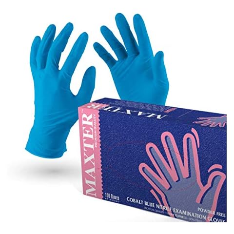 Vensalud Nitrile Gloves, Disposable Gloves, Powder-Free, Box of 100 Colour: Blue, L Cover