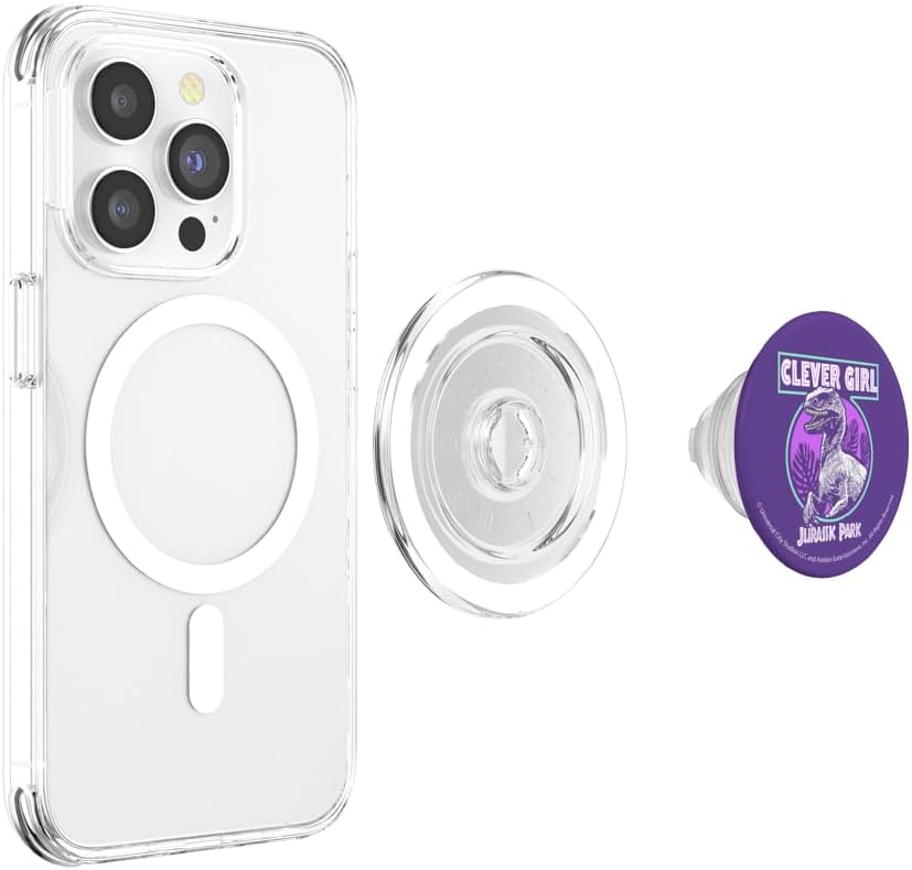 Jurassic Park Clever Girl Purple Hue Portrait PopSockets MagSafe PopGrip for iPhone