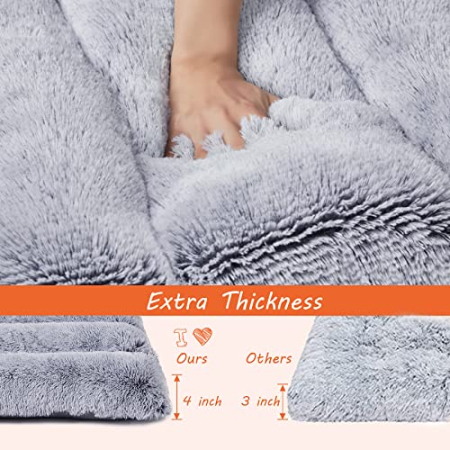 Eheyciga Fluffy Dog Crate Pad, Plush Faux Fur Dog Bed For Large Dogs, Calming Anti Anxiety Large Dog Bed For Crate, Washable Soft Warm Dog Crate Mat With Non-Slip Bottom #TOP2