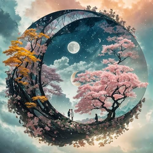 50% Off 5D Moon Tree Diamond Painting Kit for Adults - 12x12 Inch