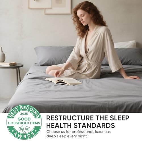 Image of TWK Real 100% Viscose Derived from Bamboo Sheets Set California King Size, Cooling & Silky Soft for Hot Sleeper, Breathable & Moisture Wicking Fabric, 18 inch Deep Pocket with Corner Straps
