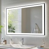 EchosLife 44x32 Bathroom Mirror with LED Lights - Black...