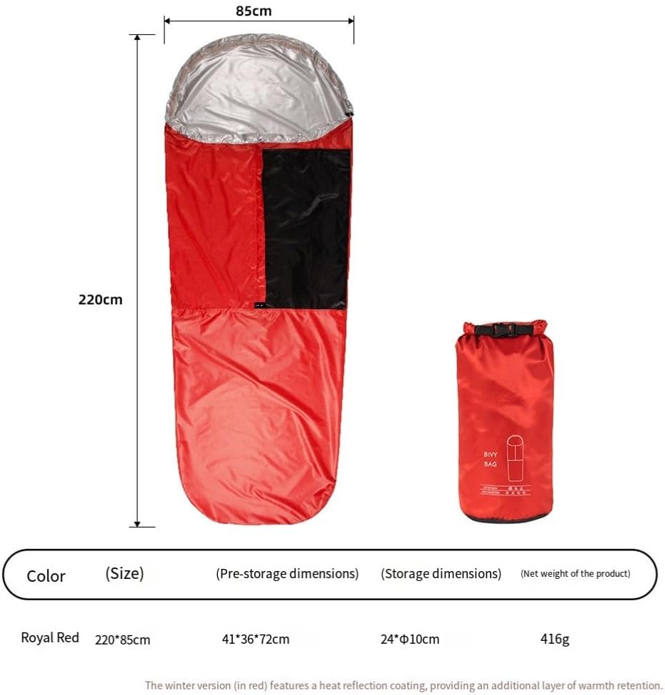 Waterproof Bivvy Bag with Lightweight Heat Reflective Fabric for Camping and Outdoor Enthusiasts (Green)